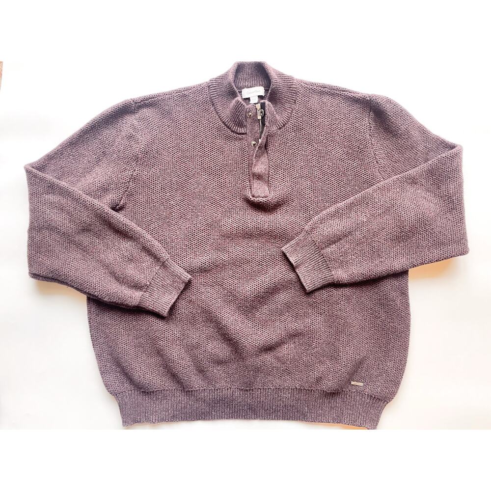Men's Calvin Klein Plum Quarter Zip Knit Sweater Size XL
